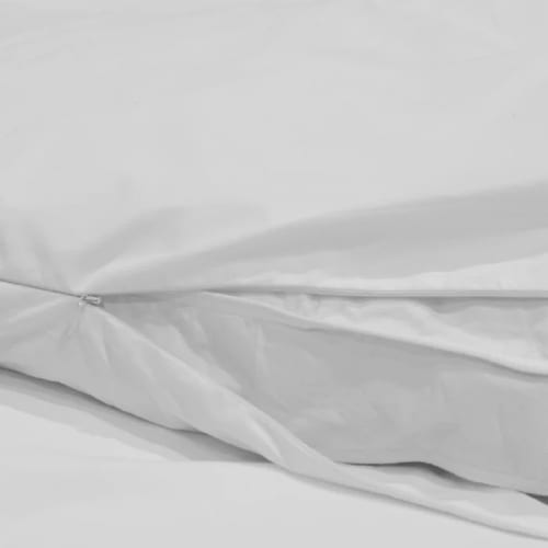 T235 Feather Bed Protectors, 100% Cotton, Invisible Zipper, Twin, 41x77x2.5, White